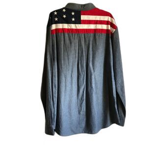 Tommy Hilfiger Jean Shirt American Flag Slim Fit Button Front XXL Denim 90s USA